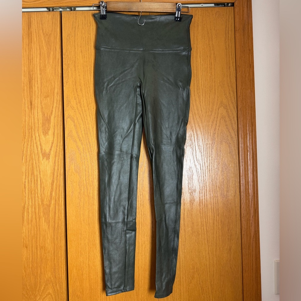 Spanx Pleather Leggings - Olive Green